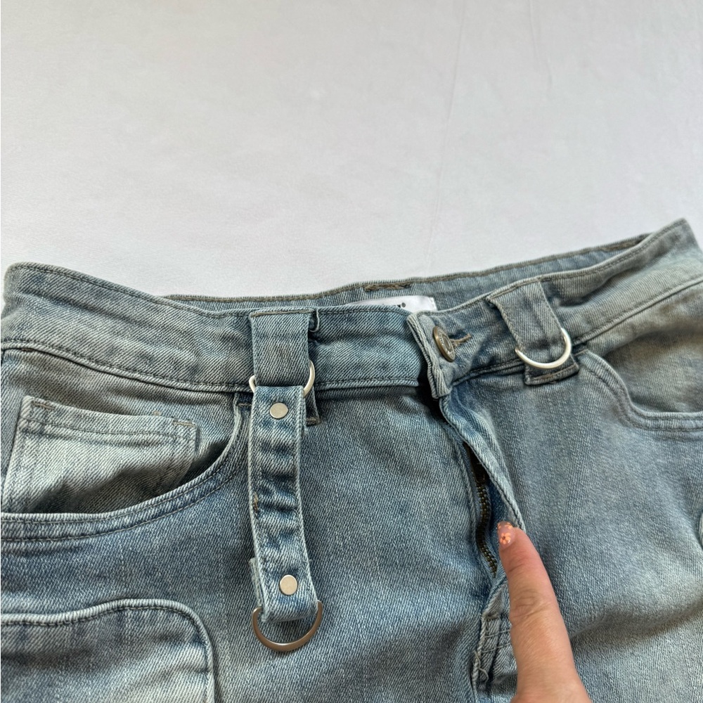 YMI Women’s Blue Denim Mini Cargo Skirt size 28 - Picture 7 of 10